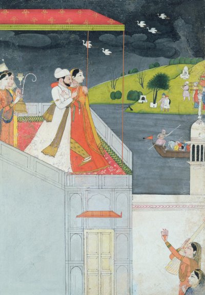 Amantes en una terraza, c.1780-1800 de Indian School